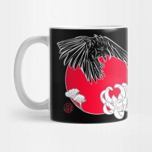 Japanese crow and lotus flower Mug